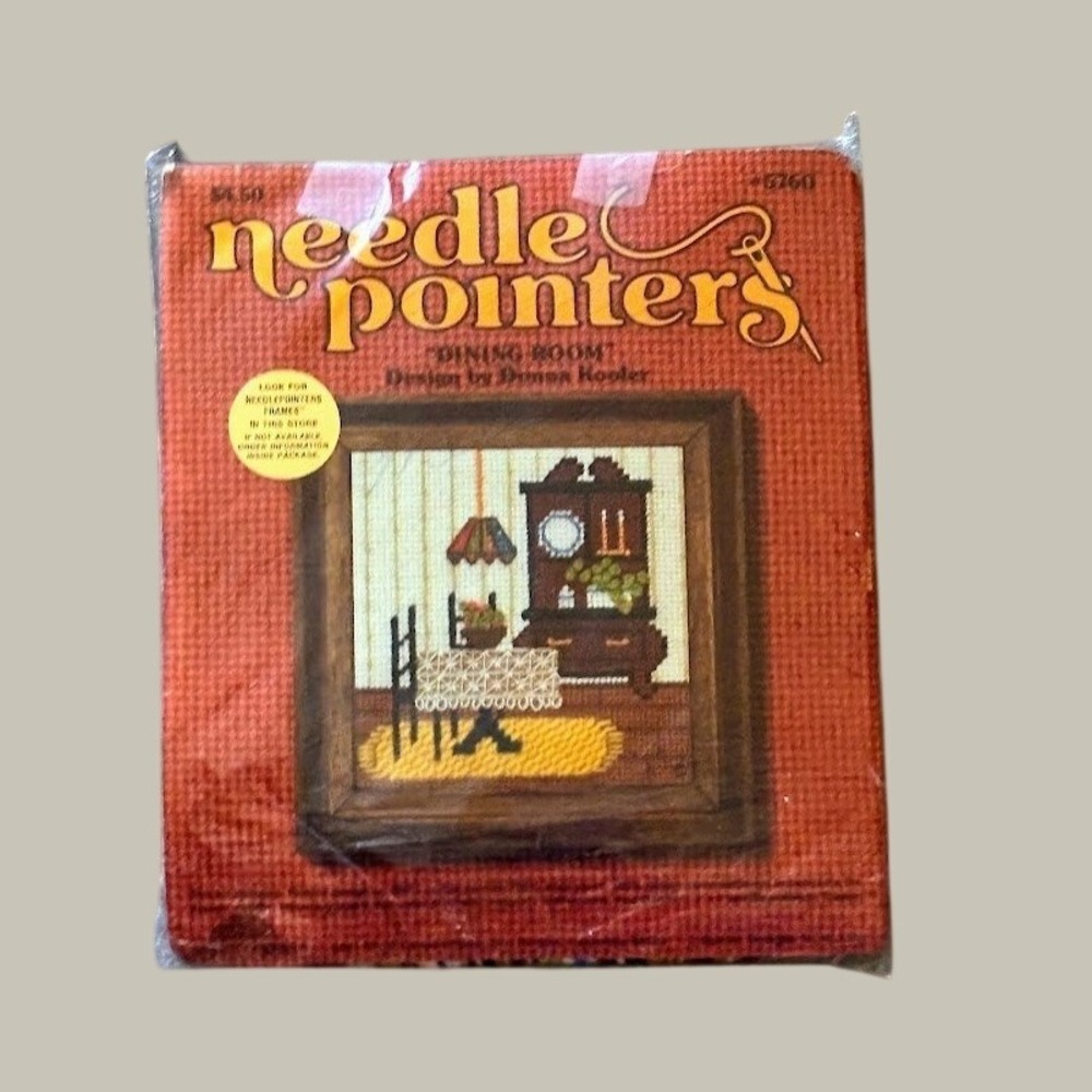 Vintage Sunset Designs Needlepointers Dining Room Needlepoint Kit 6760 1976 5x5